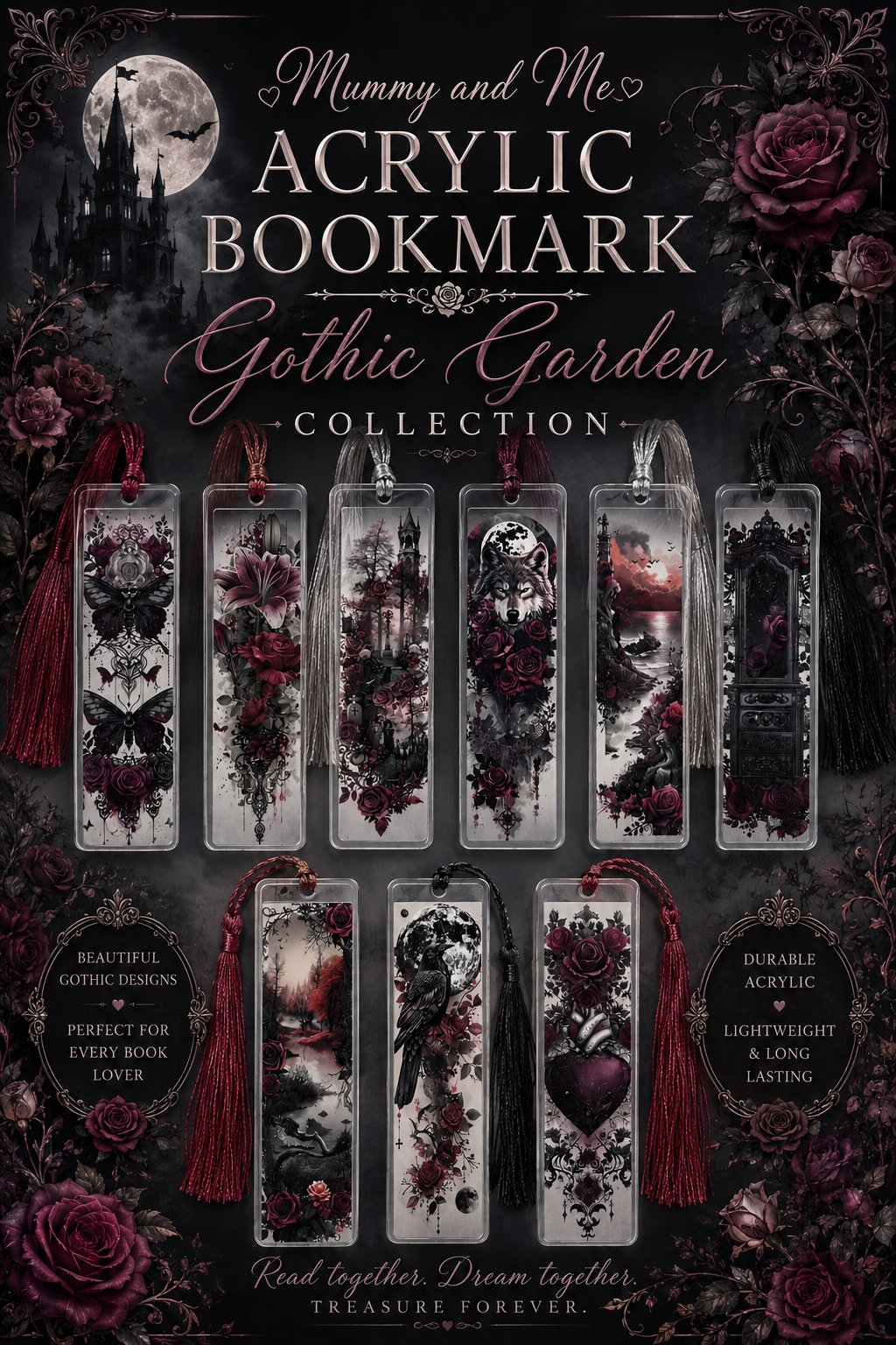 Mummy and Me Acrylic Bookmark Gothic Garden Collection