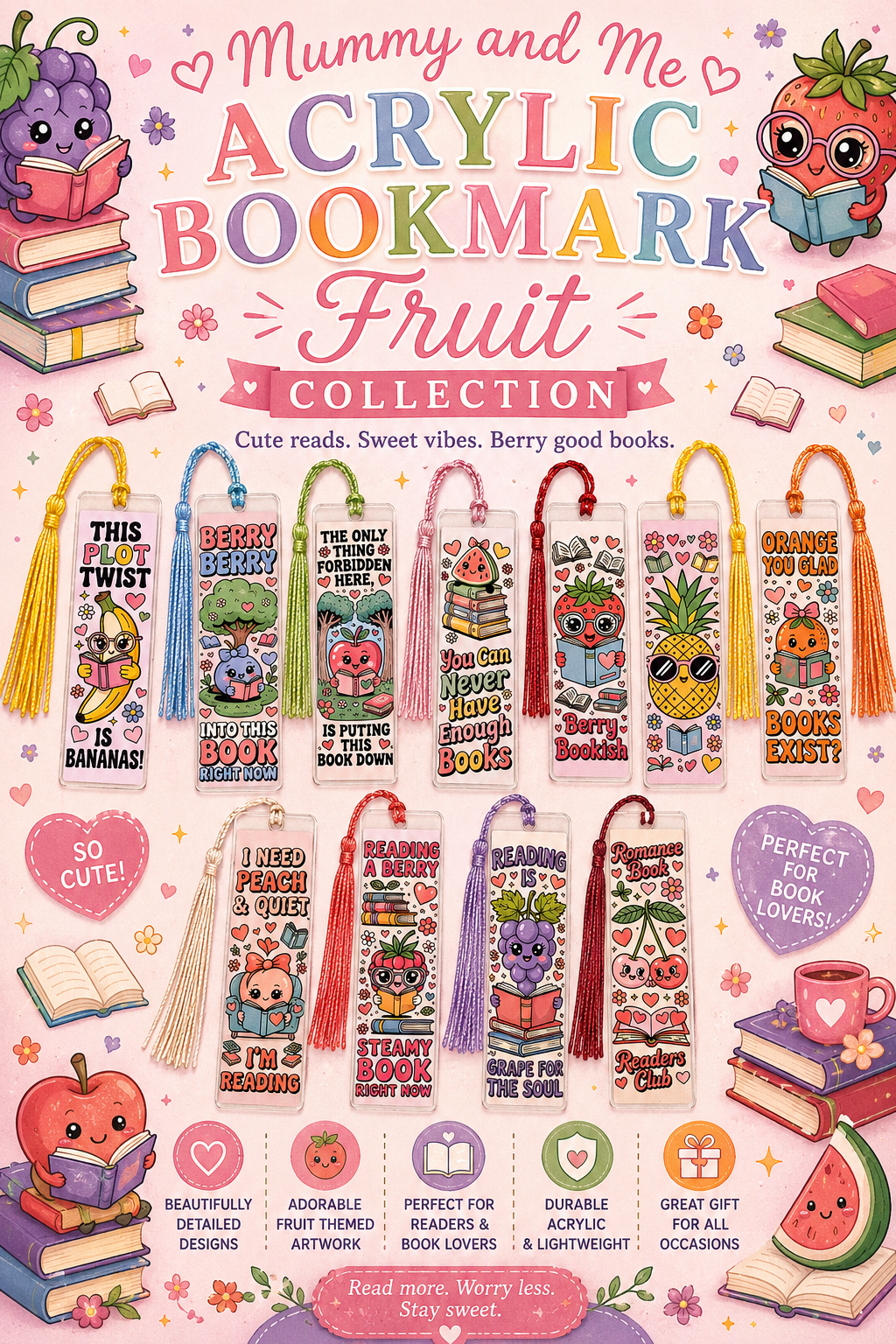 Mummy and Me Acrylic Bookmark Fruit Collection