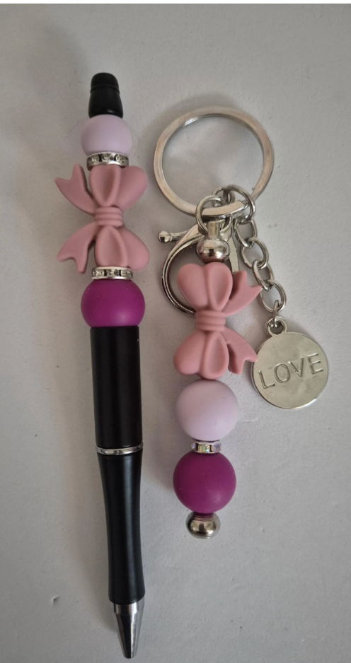 Mummy & Me Beaded Keychain and Pen Set