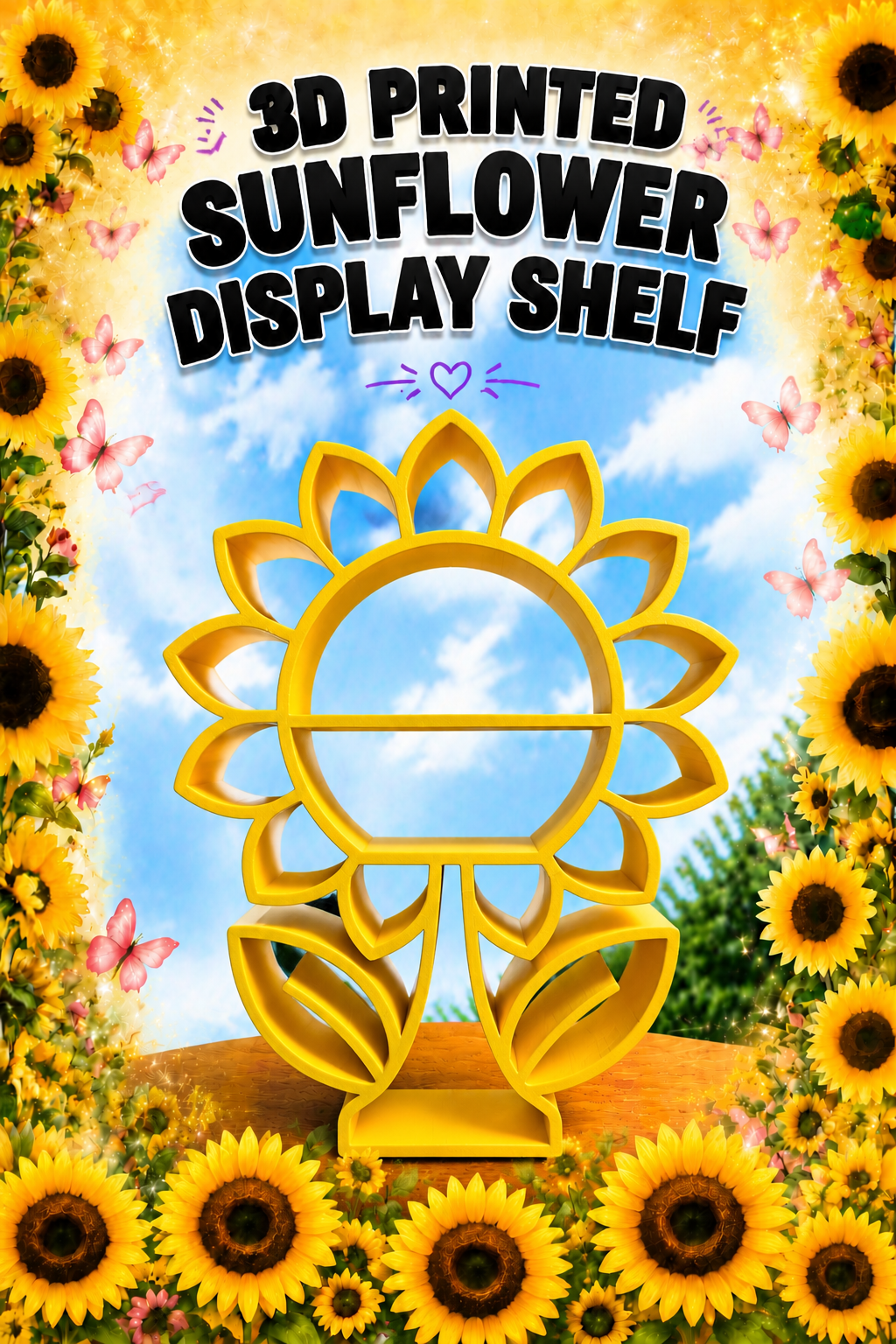 Sunflower 3D Printed Display Shelf