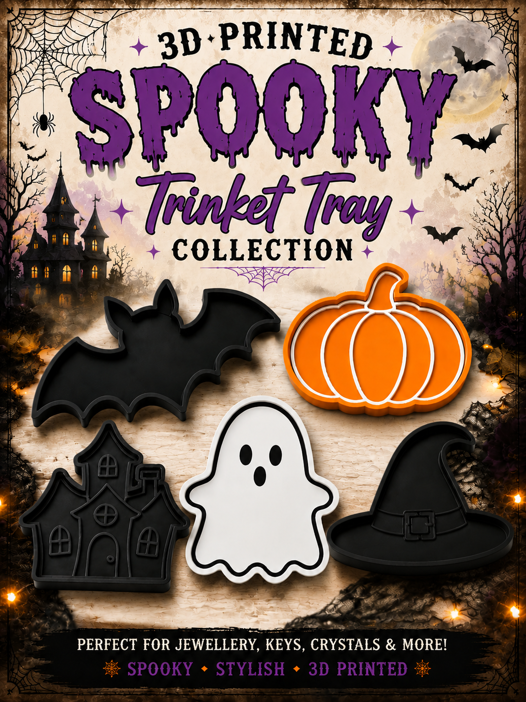 3D Printed Spooky Trinket Tray Collection